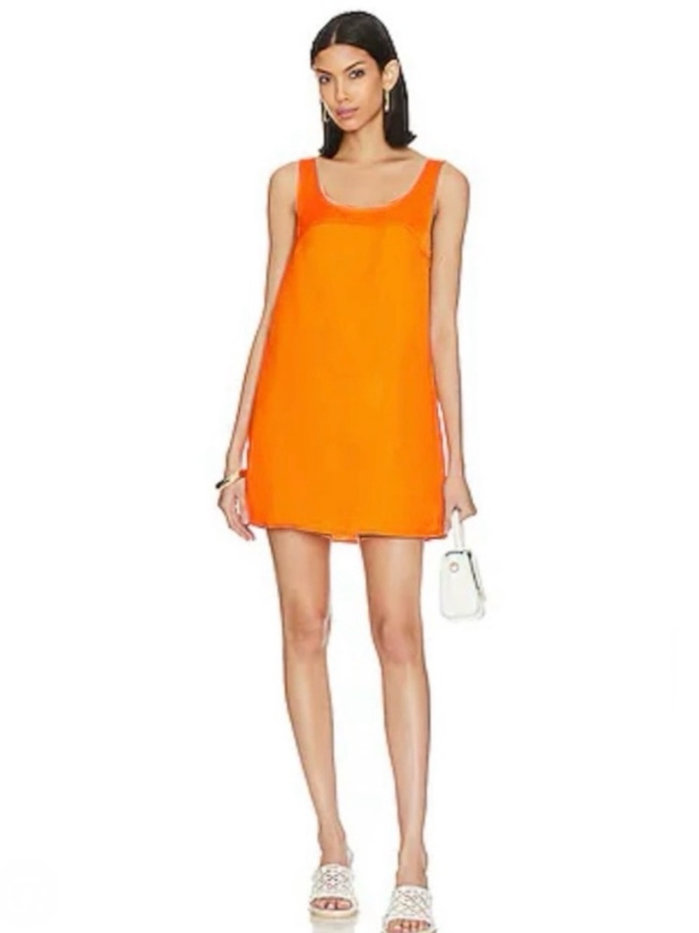 FRAME Micro Flare Mini Dress in Nectarine Sz S